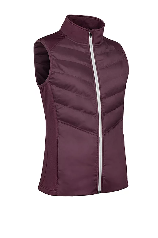 Ladies Diagonal Bonded Quilted Thermal Golf Gilet Mulberry/Silver S