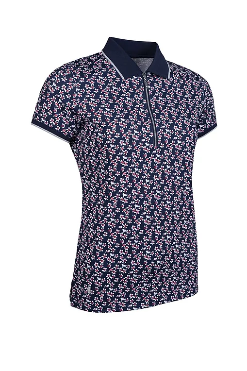 Ladies Quarter Zip Print Performance Golf Polo Shirt Sale