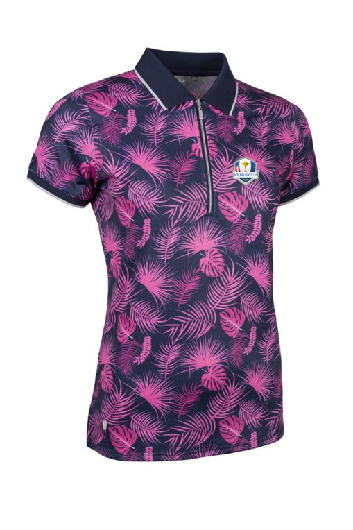 Turquoise Butterfly Print Women's Golf Shirts