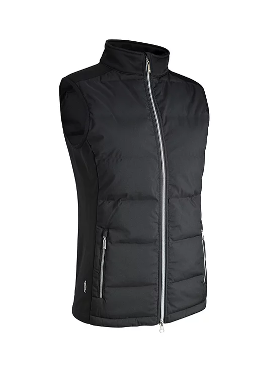 Ladies Full Zip Bonded Padded Down Heavyweight Golf Gilet Black S