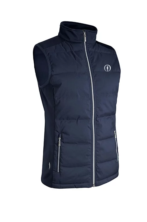 The Open Ladies Zip Front Bonded Padded Down Heavyweight Golf Gilet Navy S