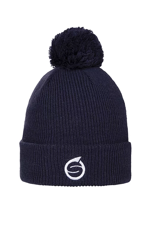 Mens And Ladies Embroidered Thermal Lined Merino Golf Bobble Hat Navy One Size