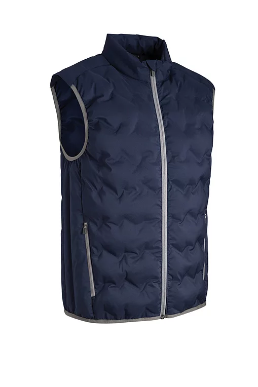 Mens Full Zip Padded Bonded Down Golf Gilet Sale Navy/Light Grey S Mens Full Zip Padded Bonded Down Golf Gilet Sale Navy/Light Grey S