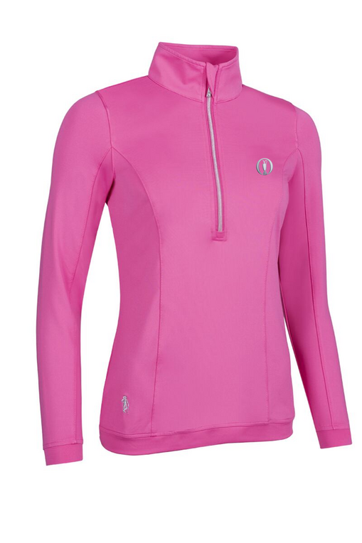 The Open Ladies Quarter Zip Lightweight Shaped Panel Performance Golf Midlayer