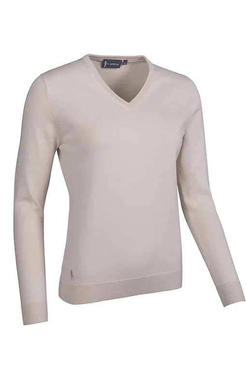 Ladies V Neck Cotton Lightweight Golf Sweater