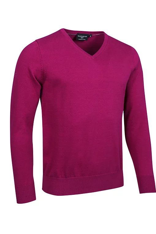 Mens V Neck Cotton Lightweight Golf Sweater