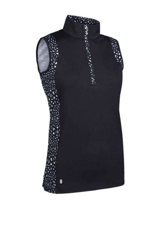 Black Cat Knit Print Women's Golf Shirts