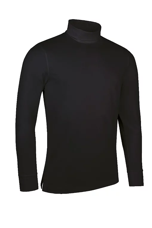 Mens Long Sleeve Performance Roll Neck Golf Shirt - Sale Black M