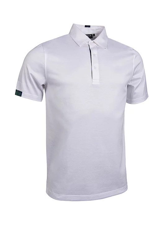 Mens Tartan Trim Mercerised Cotton Golf Polo Shirt Sale