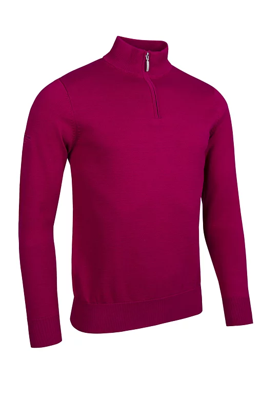 Mens Quarter Zip Lightweight Merino Wool Golf Sweater