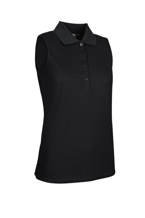 Glenmuir Jenna pique sleeveless polo - Black main image 1