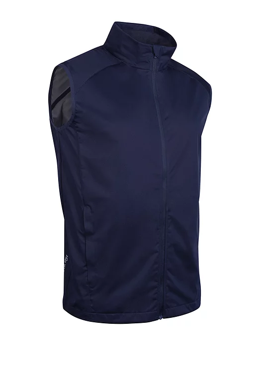 Mens Full Zip Lightweight Stretch Water Repellent Golf Gilet Navy S