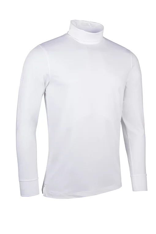 Mens Long Sleeve Cotton Roll Neck Golf Shirt White S
