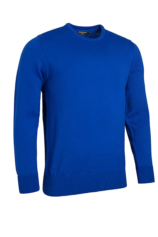 Mens Crew Neck Lightweight Merino Wool Golf Sweater