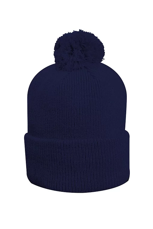 Mens And Ladies Thermal Lined Turn Up Rib Merino Golf Beanie Bobble Hat Navy One Size Mens And Ladies Thermal Lined Turn Up Rib Merino Golf Beanie Bobble Hat Navy One Size