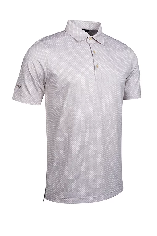 Mens Micro Tee Print Performance Golf Shirt White/Linen S