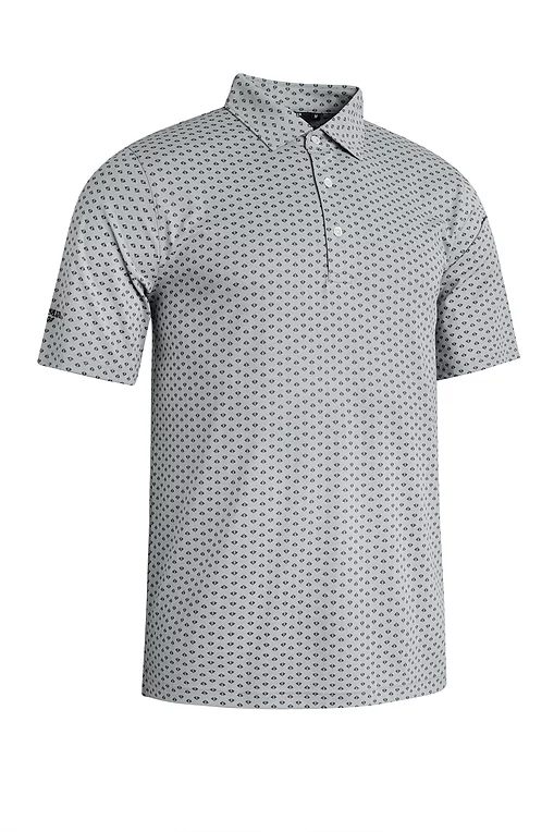 Mens Fan Print Tailored Collar Golf Shirt