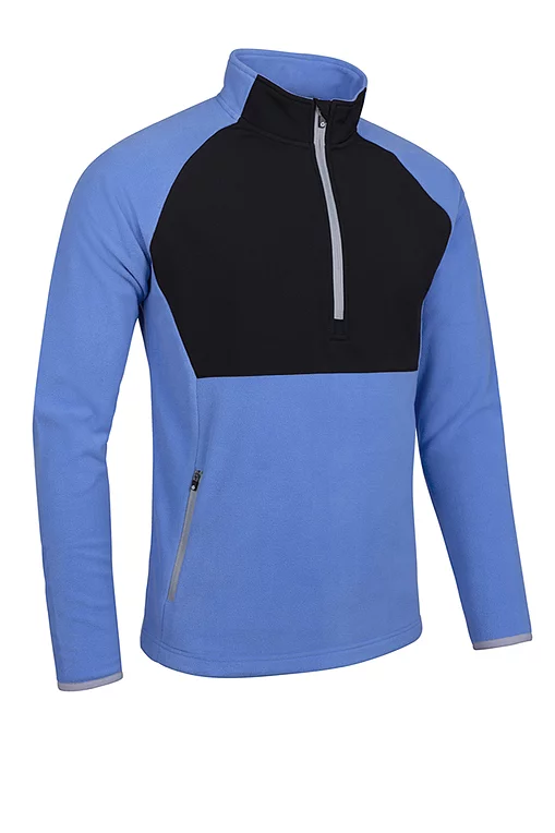 Mens Hybrid Thermal Fleece Golf Midlayer Ocean/Black/Silver S