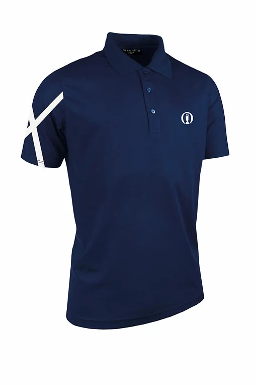 The Open Mens Saltire Performance Pique Golf Polo Shirt