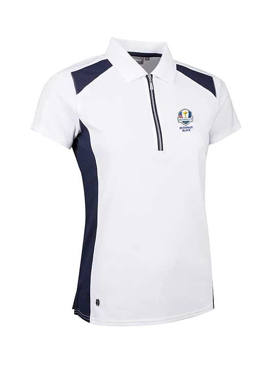 Official Ryder Cup 2027 Ladies Contrast Panel Zip Performance Pique Golf Shirt