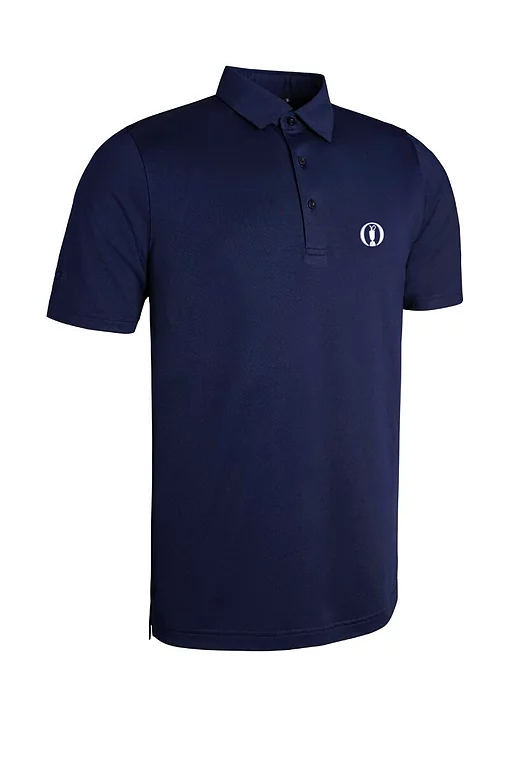 The Open Mens Tailored Collar Performance Golf Shirt Navy S