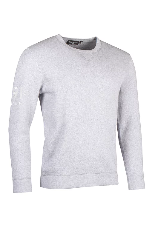 Mens and Ladies Crew V Insert Touch of Cashmere Sleeve Heritage Luxury Sweatshirt Sale Light Grey Marl M