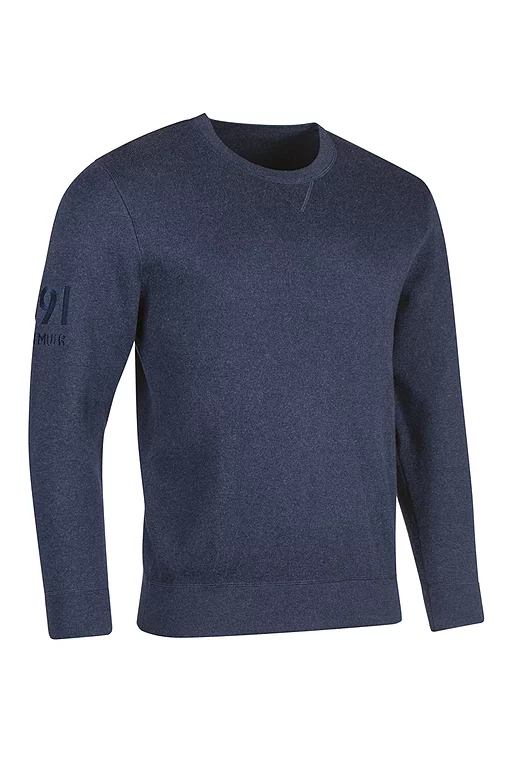Mens and Ladies Crew V Insert Touch of Cashmere Sleeve Heritage Luxury Sweatshirt Sale Navy Marl M