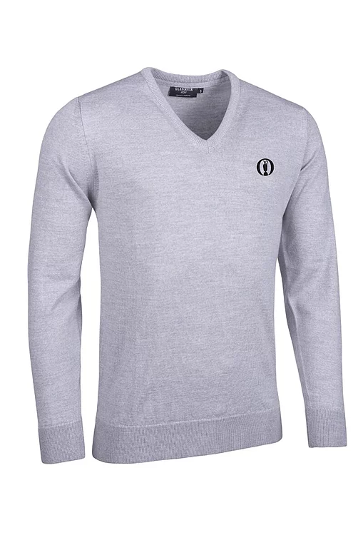 The Open Mens V Neck Merino Wool Golf Sweater