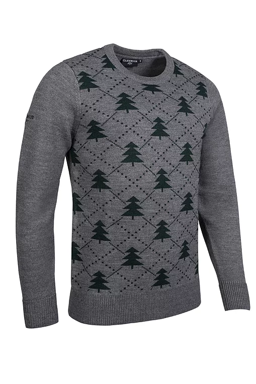 Mens Intarsia Tree Merino Christmas Golf Sweater Mens Intarsia Tree Merino Christmas Golf Sweater