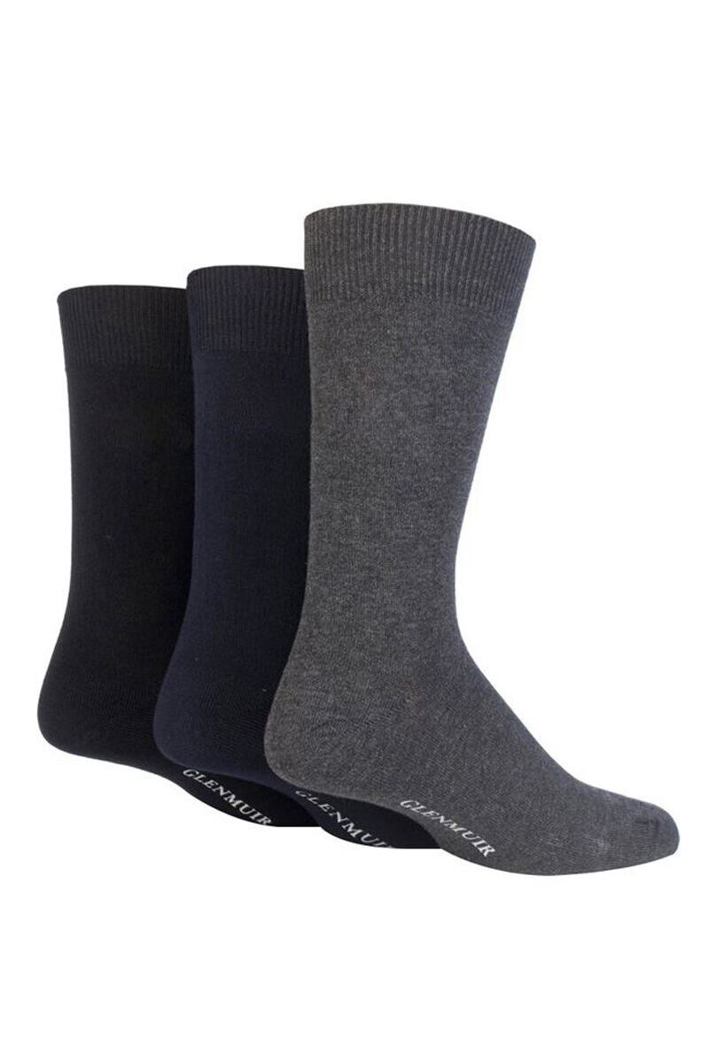 Mens 3 Pair Bamboo Plain Socks Black / Navy / Grey 7-11