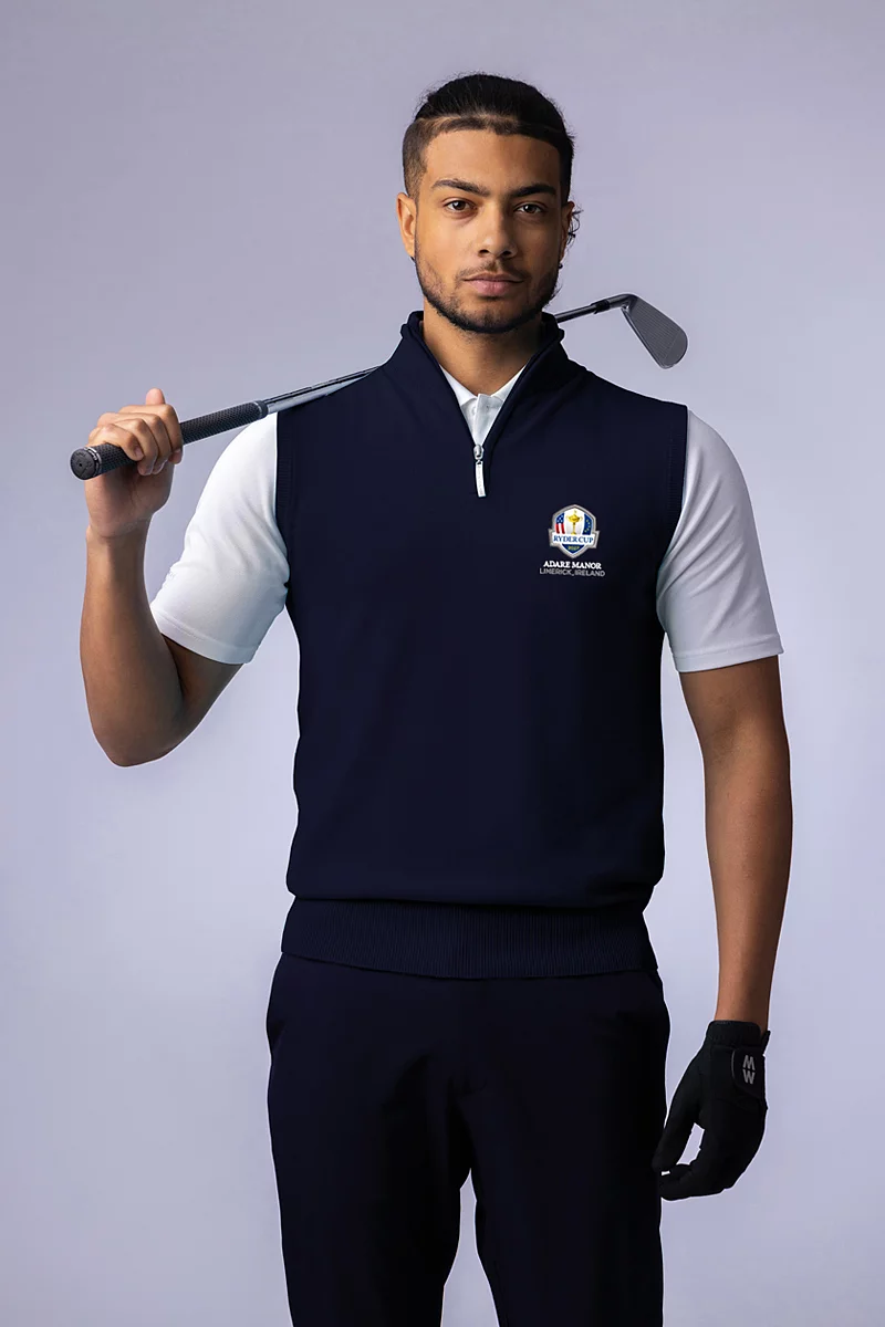 Official Ryder Cup 2027 Mens Quarter Zip Merino Wool Golf Slipover Official Ryder Cup 2027 Mens Quarter Zip Merino Wool Golf Slipover
