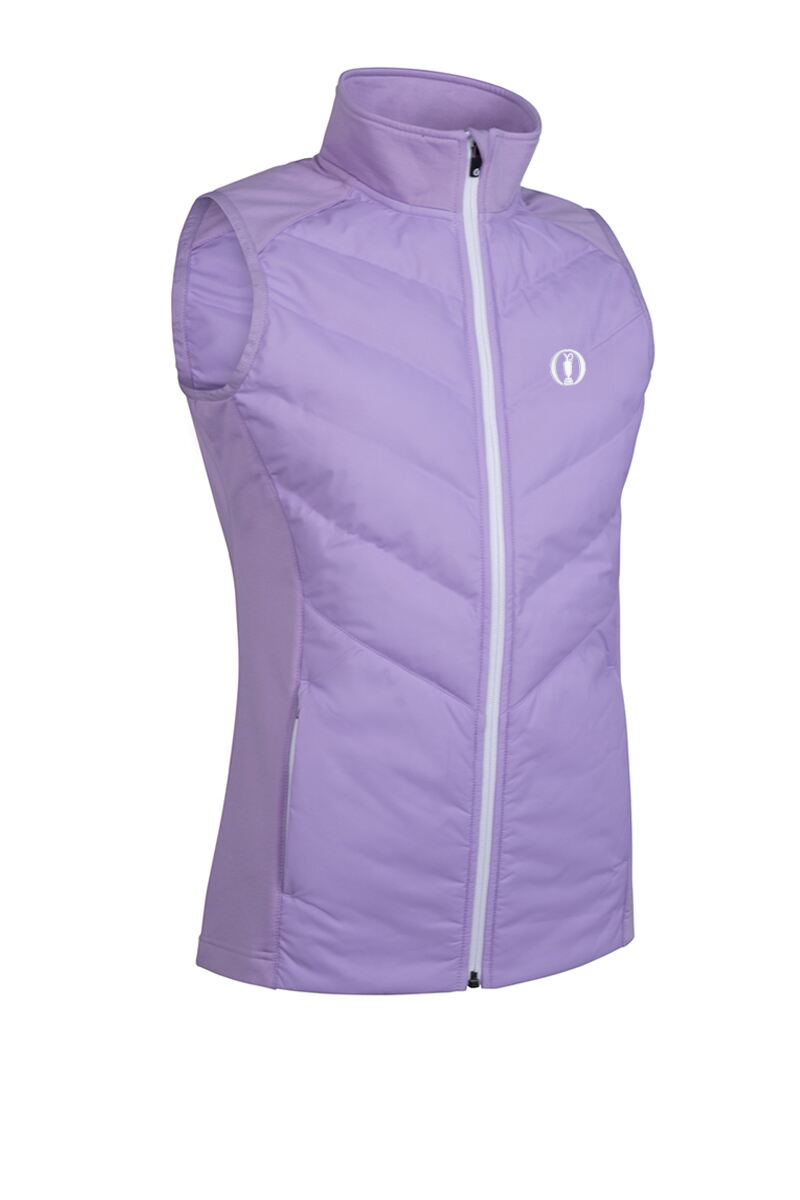 The Open Ladies Diagonal Bonded Quilted Thermal Golf Gilet Lilac/White S
