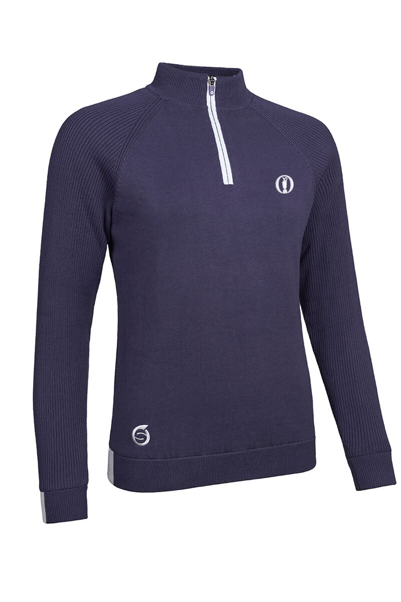 The Open Ladies Quarter Zip Rib Sleeve Lined Golf Sweater
