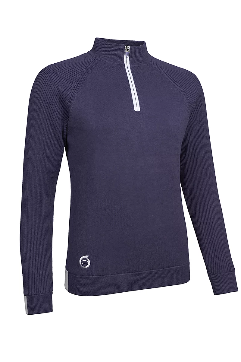 Quarter Zip Rib Sleeve Lined Golf Sweater