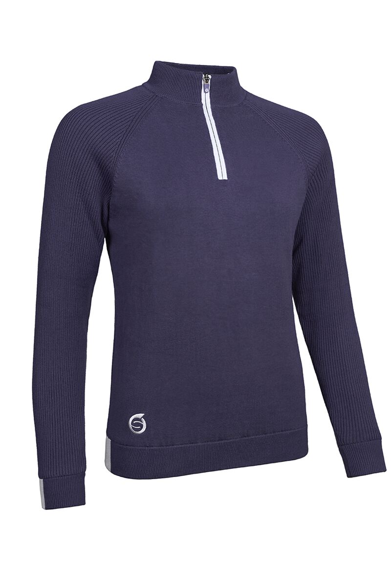 Ladies Quarter Zip Rib Sleeve Lined Golf Sweater