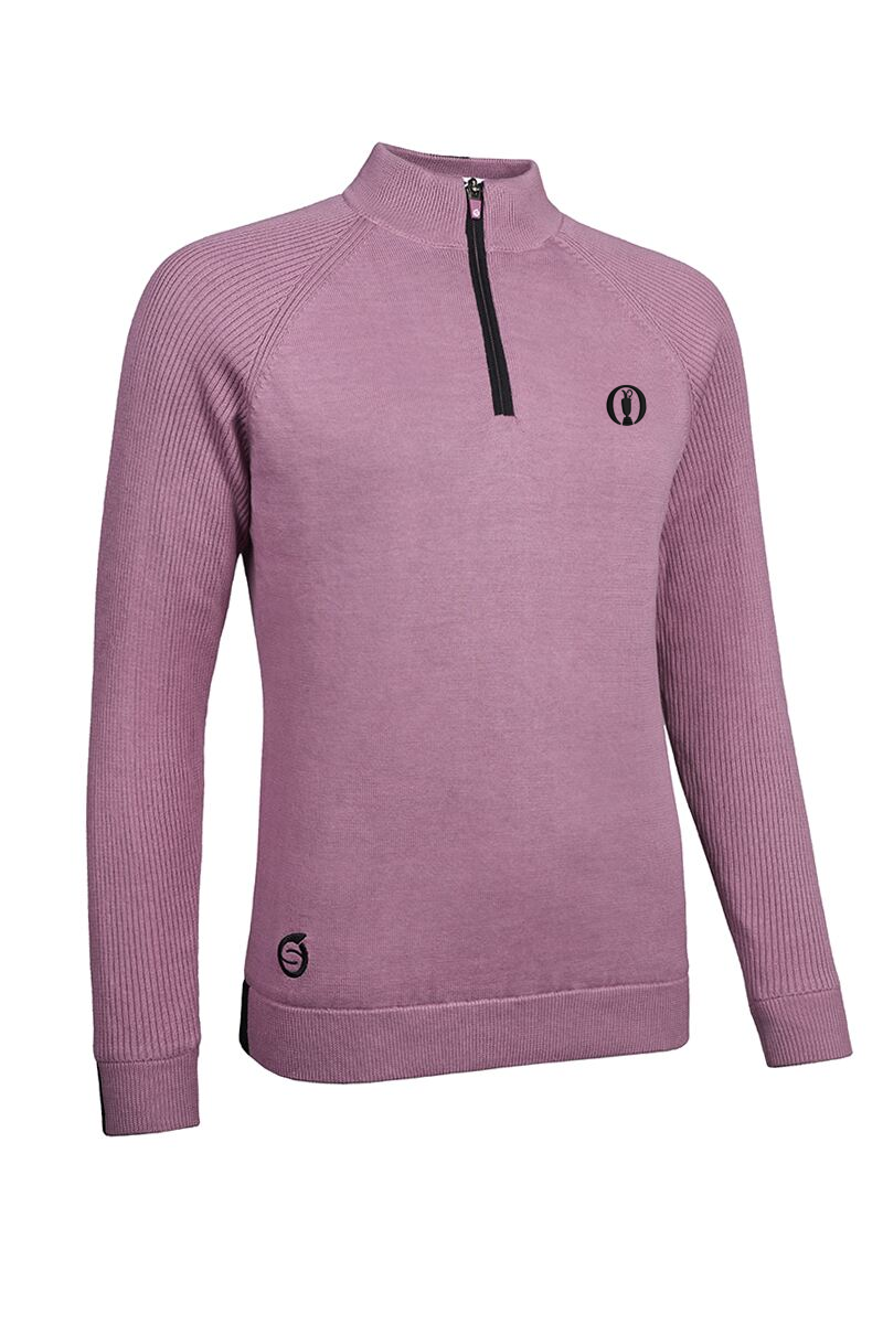The Open Ladies Quarter Zip Rib Sleeve Lined Golf Sweater