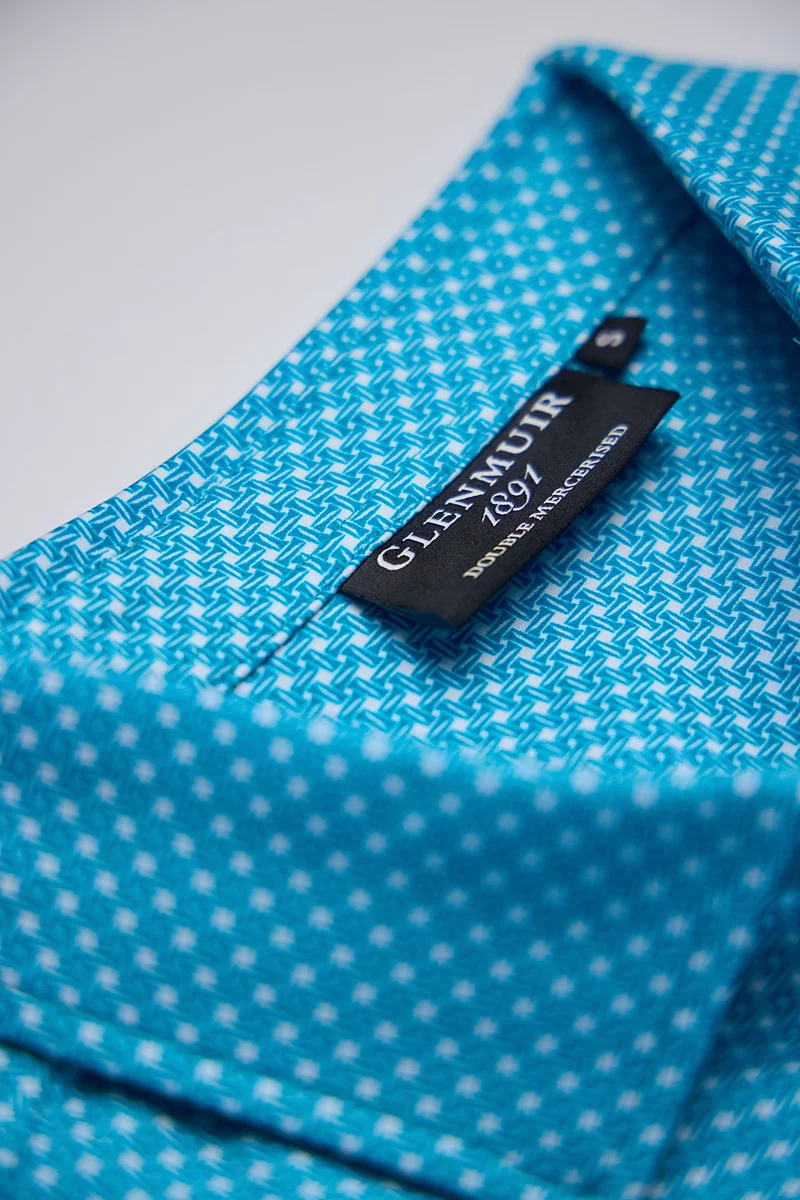 Mens Micro Tee Print Mercerised Cotton Golf Shirt Mens Micro Tee Print Mercerised Cotton Golf Shirt