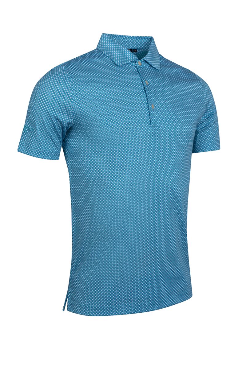 Mens Micro Tee Print Mercerised Cotton Golf Shirt Mens Micro Tee Print Mercerised Cotton Golf Shirt