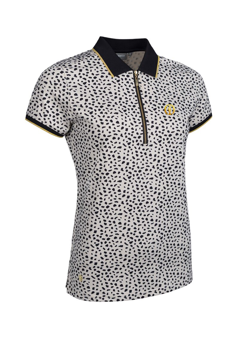 The Open Ladies Quarter Zip Print Patterned Performance Golf Polo Shirt