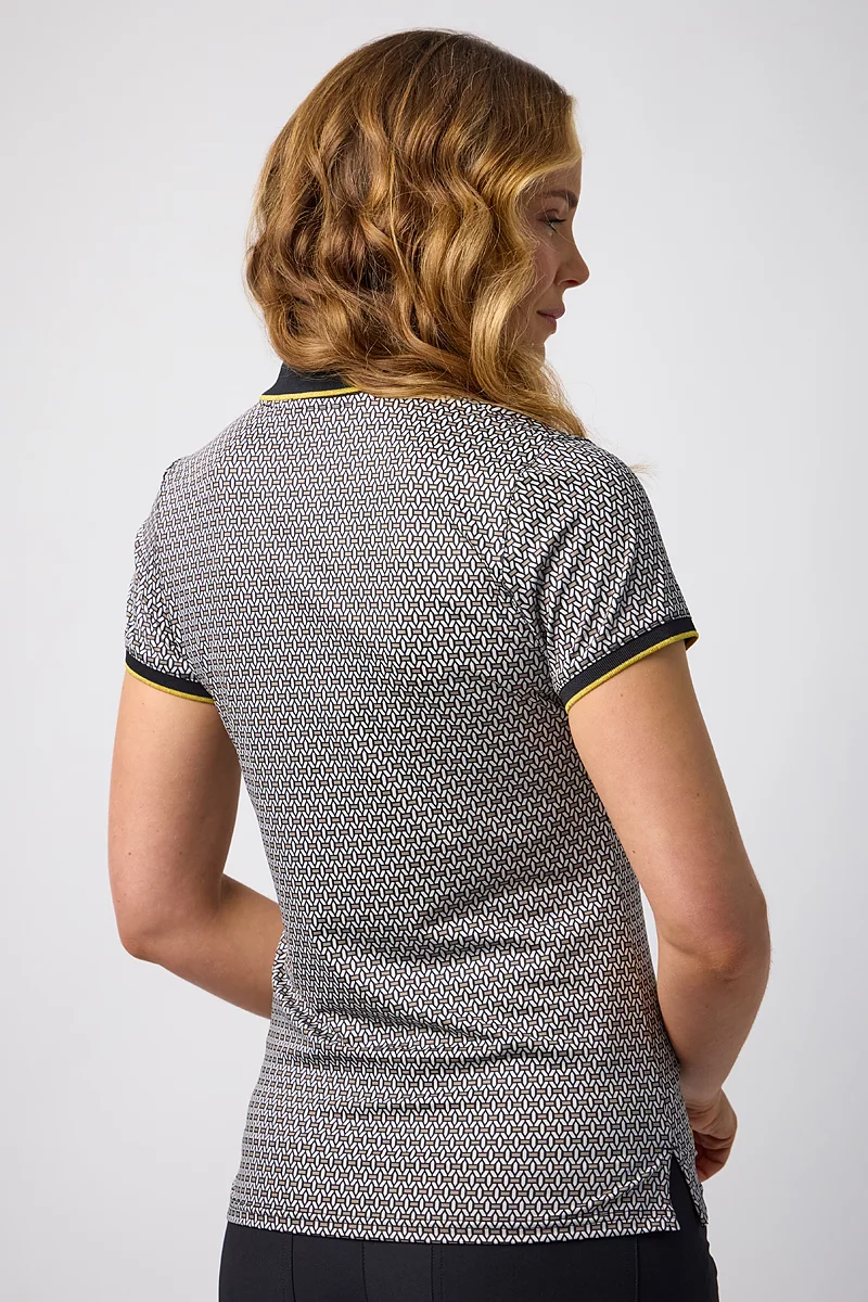 Ladies Quarter Zip Printed Patterned Performance Golf Polo Shirt