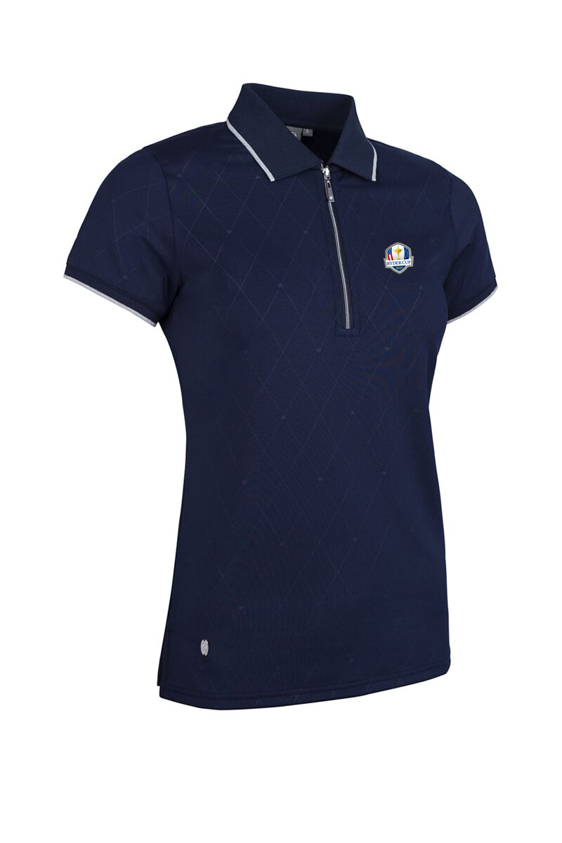 Official Ryder Cup 2027 Ladies Quarter Zip Printed Performance Golf Polo Shirt