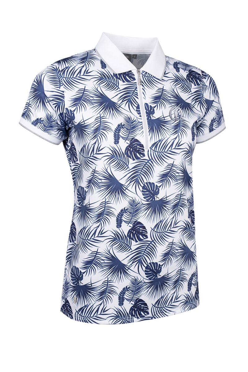 The Open Ladies Quarter Zip Print Patterned Performance Golf Polo Shirt