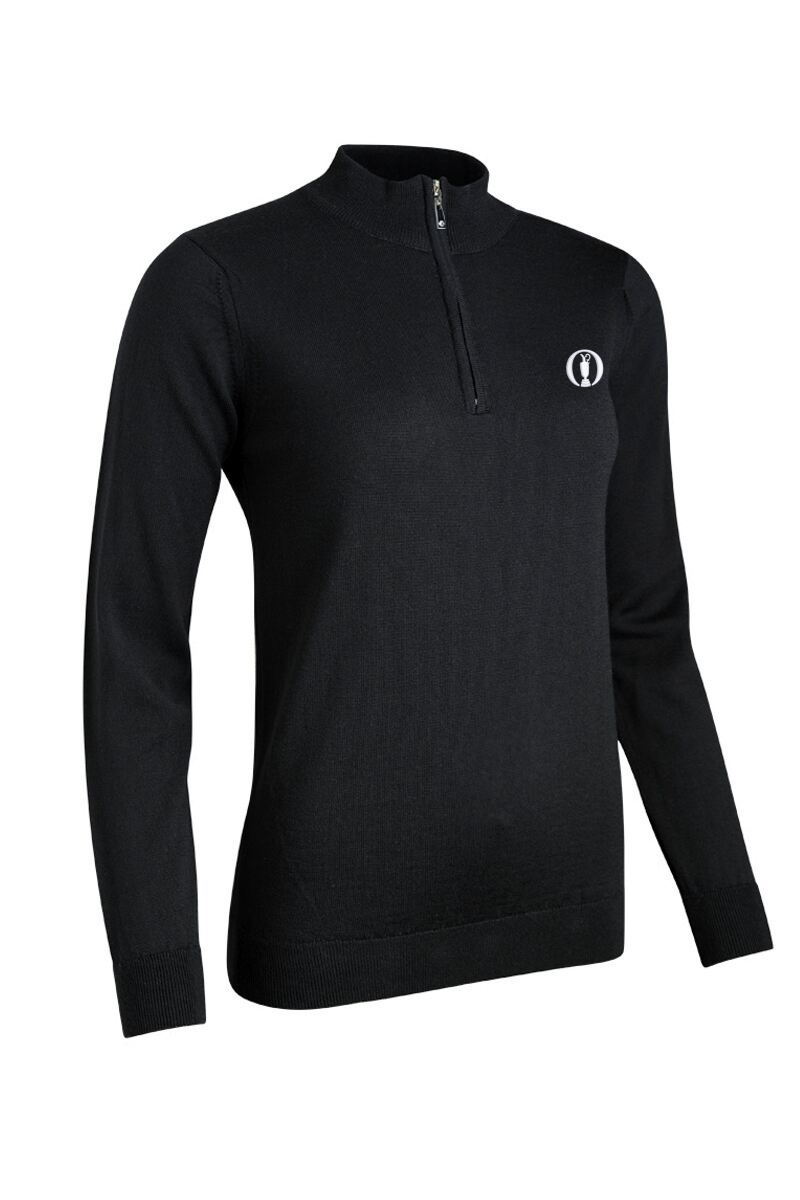 The Open Ladies Quarter Zip Merino Wool Lightweight Golf Sweater