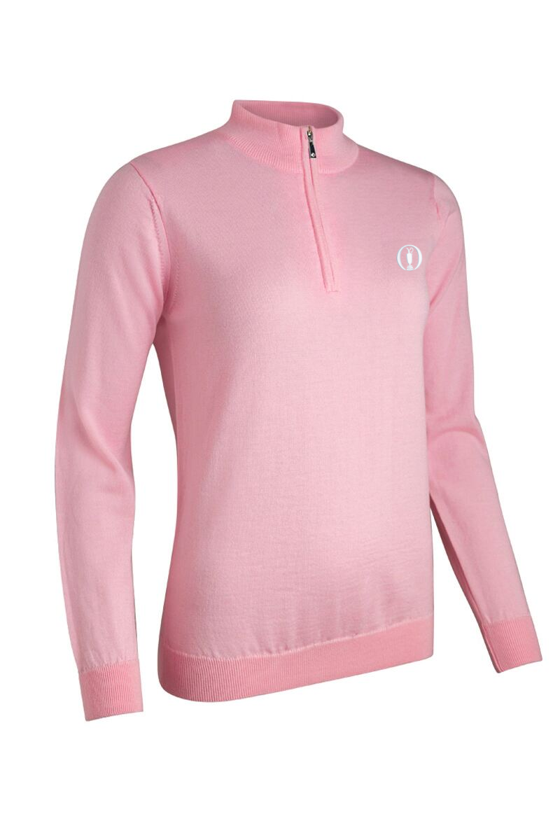 The Open Ladies Quarter Zip Merino Wool Lightweight Golf Sweater