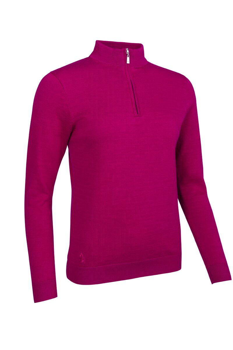 Ladies Quarter Zip Merino Wool Lightweight Golf Sweater