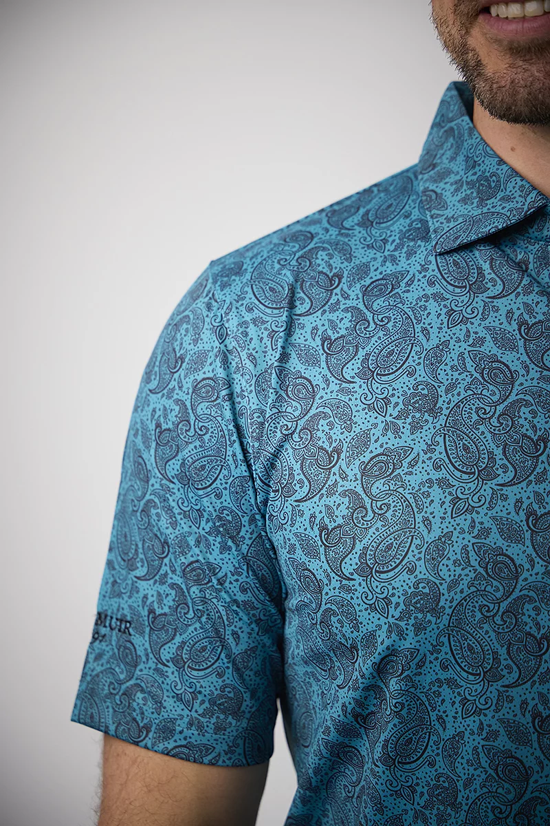 Mens Paisley Print Performance Golf Shirt Mens Paisley Print Performance Golf Shirt
