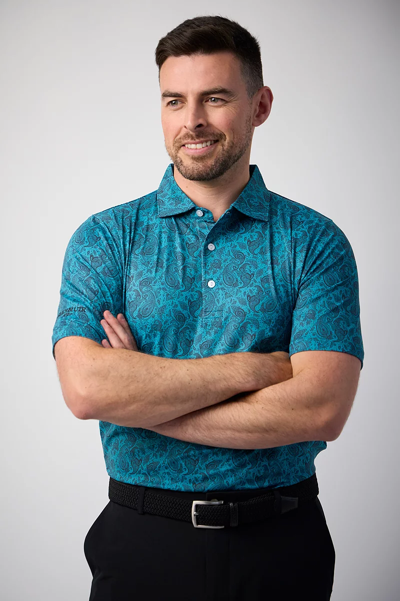 Mens Paisley Print Performance Golf Shirt Mens Paisley Print Performance Golf Shirt