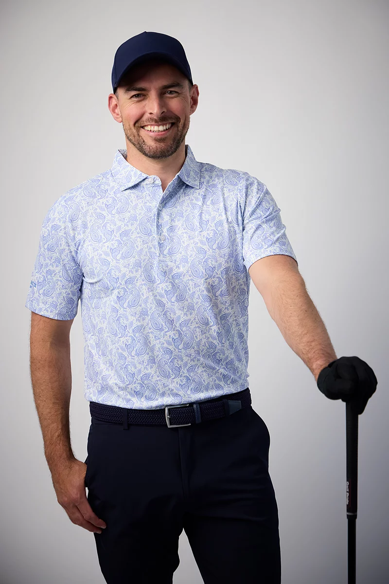 Mens Paisley Print Performance Golf Shirt Mens Paisley Print Performance Golf Shirt