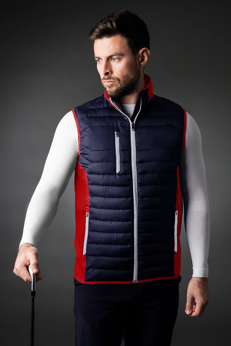 Mens Full Zip Padded Stretch Panel Performance Golf Gilet Sale