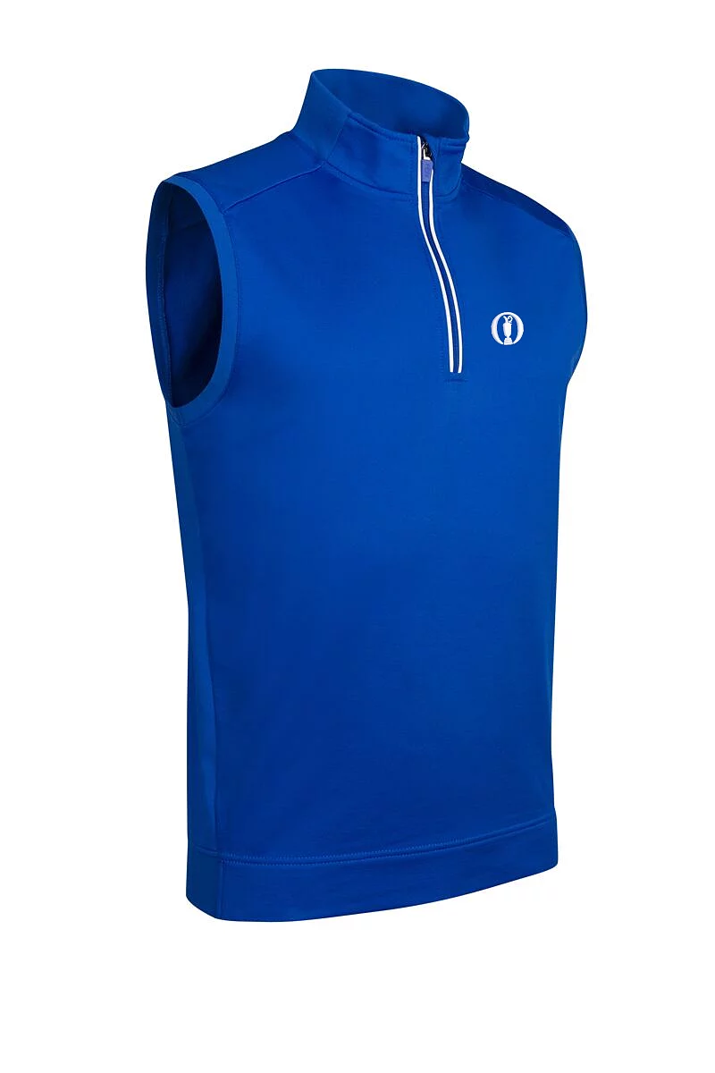 Official Ryder Cup 2027 Mens Quarter Zip Rib Sleeveless Performance Golf Midlayer Ascot Blue/White XXL